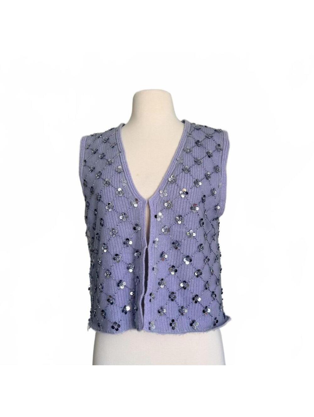 ZARA Lavender Sleeveless Knit Vest with Sequin Embellishments